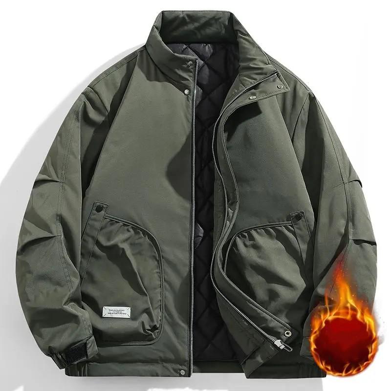 

Мужская однотонная куртка-бомбер с утеплителем на осень и зиму XS