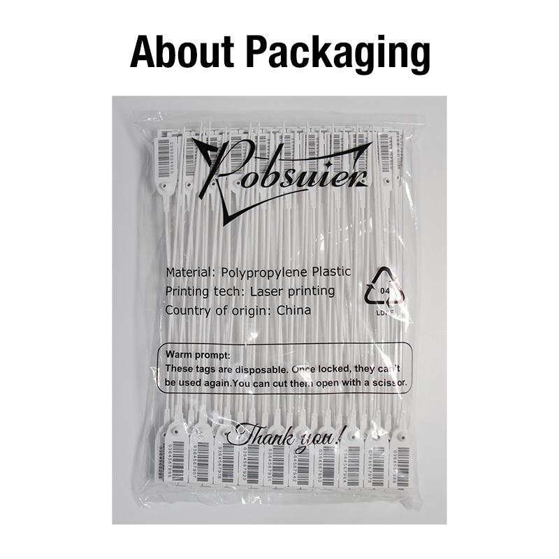100pcs Plastic Bar Code Labels Disposable Adjustable Security Seal Product Barcode Tag for Shoes Bags Clothes 300mm/11.8"