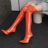 Rot Schwarz Damen Overknee Stiefel High Heel Große Größe 48