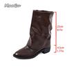 Fashion Retro Pointed Toe Mid Heel Fashion Boots for Women Autumn 2025 New British Style Mid-Calf Boots PU Leather Slip On Botas Mujer