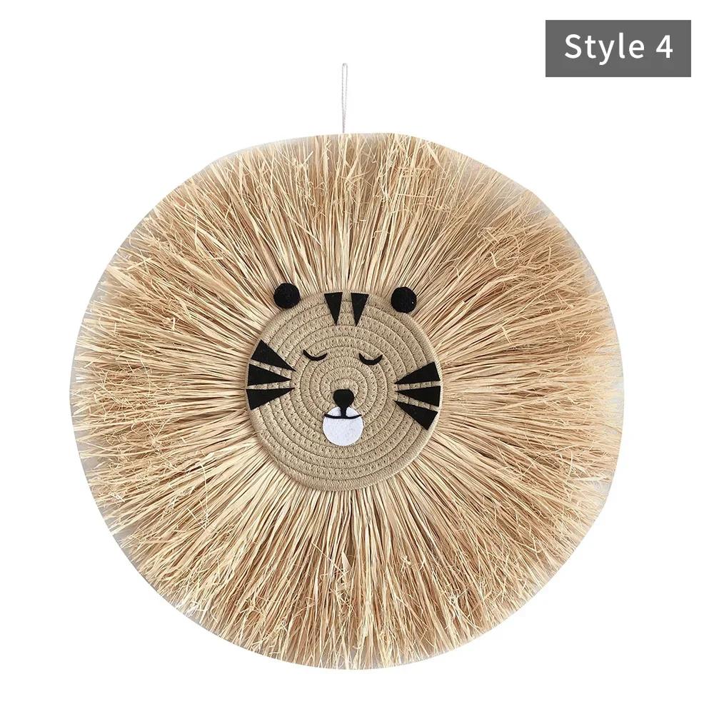 INS Decor-Nordic Home Decoration, Cotton Lafite Woven Tiger Lion Pendant,Wall Ornament for Nursery,Children,Kid Room Decoration