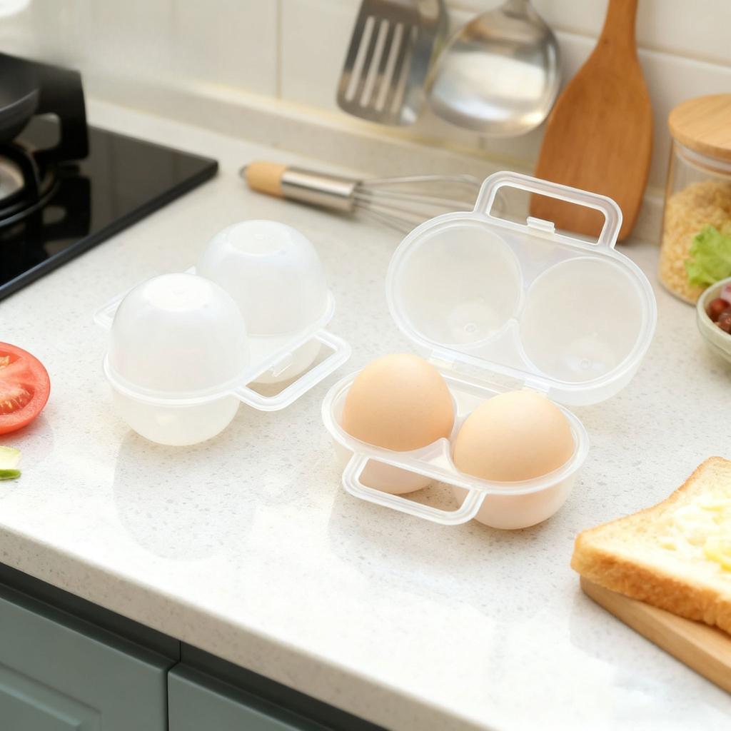 2PC Outdoor Egg Container Shockproof Egg Storage Box With Lid Portable Camping Shatterproof Egg Tray Home Plastic Protection Box