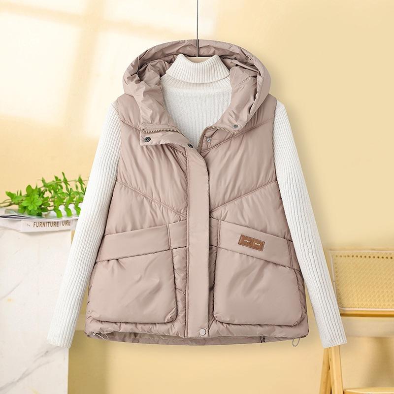 Winter Women's Down Cotton Vest Stand-up Collar Sleeveless Cotton Jacket Vest Warm Short Women's Vest