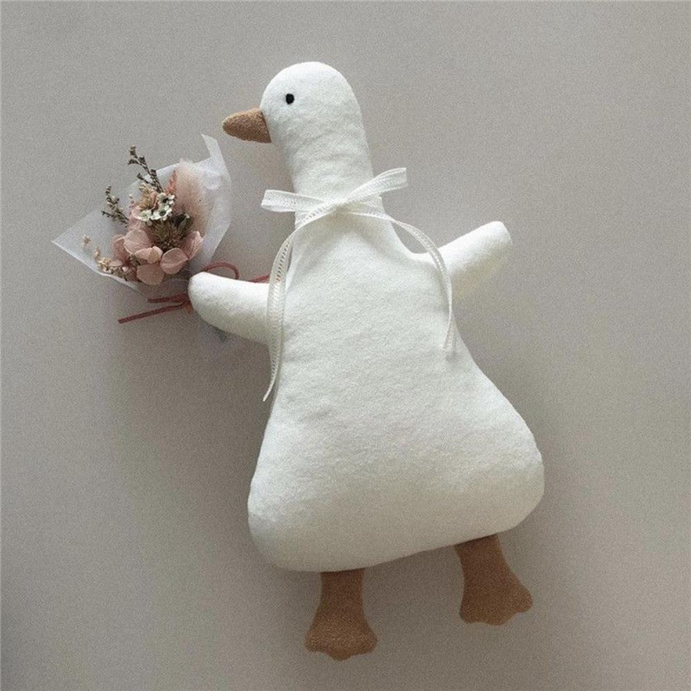 30CM INS Ente Plüschtier Kuscheltier Koreanische Baby Beruhigungs Einschlafpuppe Weißes Band Umarmung Foto Kindergeburtstag Weihnachtsgeschenk