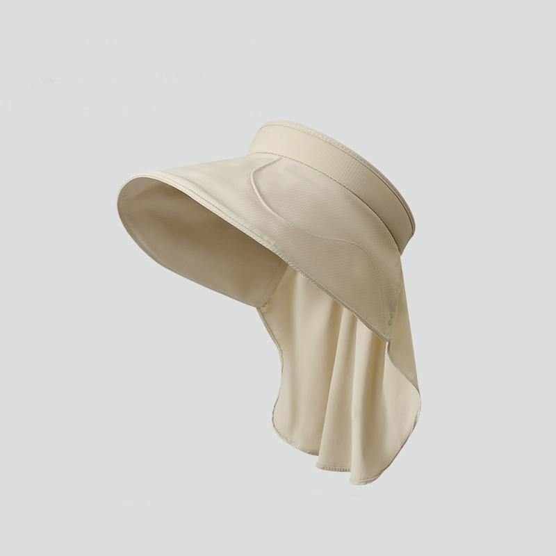 Summer Solid Color Sun Hat with Large Brim, Shoulder and Neck Protection, Empty Top Outdoor Cycling Hat, UV Protection Cap