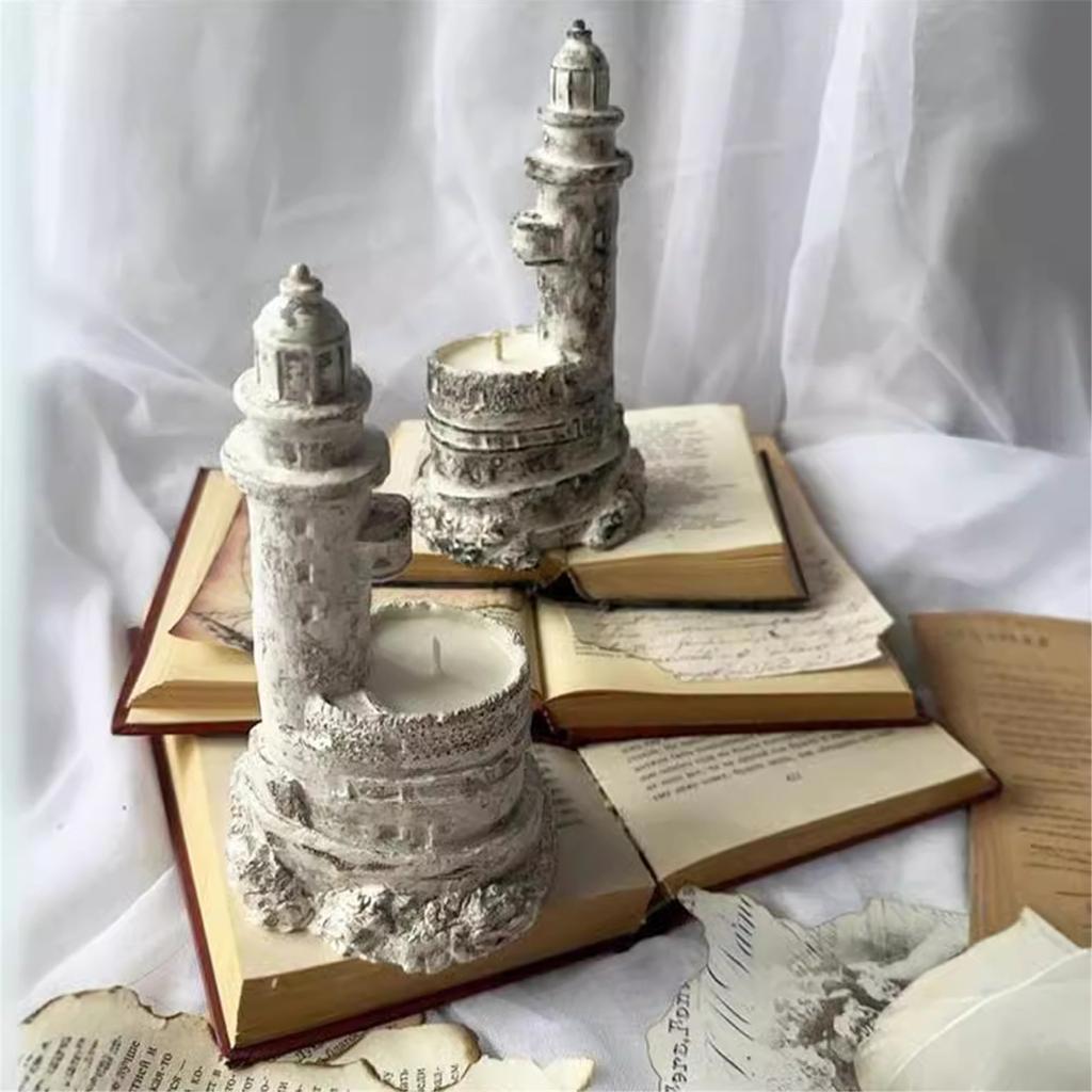 Lighthouse Shaped Resin Silicone Molds for Tealight Holder Candle Holder Home Decoration Silicone Candle Cup Molds