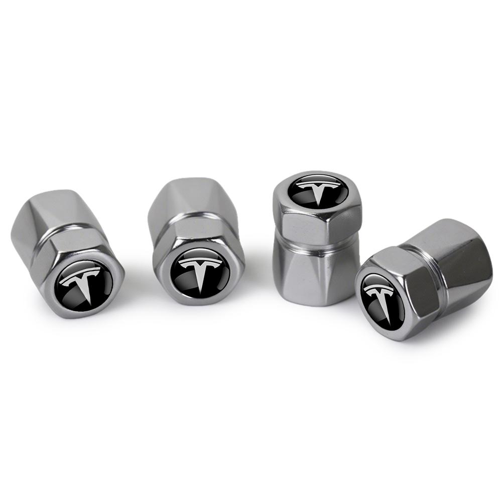 New 3D Metal Car Wheel Tire Valve Stem Caps Exterior Accessories For Tesla Model 3 Model S Model X Coil Mod WYE K80 Roadster