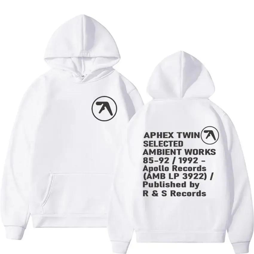 Aphex Twin Ambient Works Records Print Kapuzenpullover für Herren Damen Harajuku Hip Hop Punk Sweatshirt Mode Lässig Fleece Hoodie Streetwear