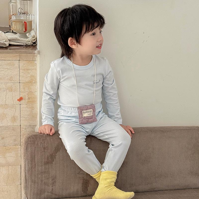 Kids' Lightweight Cotton Underwear Set - Autumn/Winter Pajamas for Elementary Students