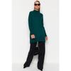 Pulover de tricotaje verde închis cu guler ridicat Tctaw24ak00007