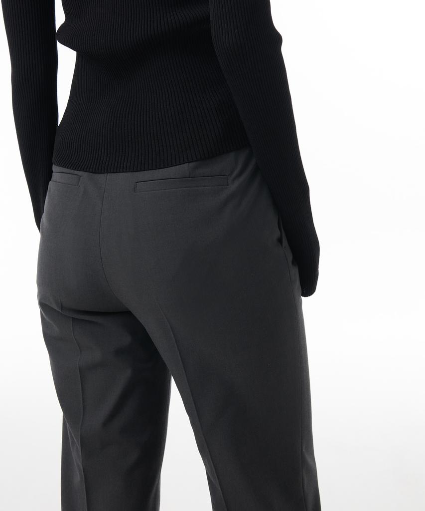 MUSINSA STANDARD WOMAN Women'S Slim Straight Hidden Elastic Waist Length Slacks [Gray]