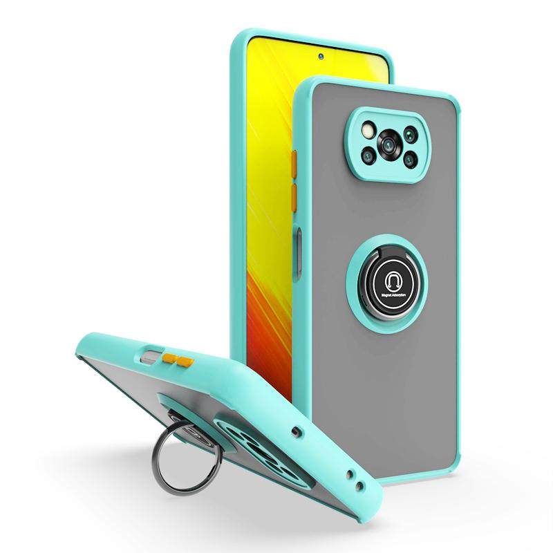 

Модний матовий чохол KEYSION для Xiaomi POCO X3 Pro X3 NFC X3 GT Transparent Ring Stand Shockproof Phone Cover для POCO M3 Pro 5G for POCO X3 GT небо синє кольору