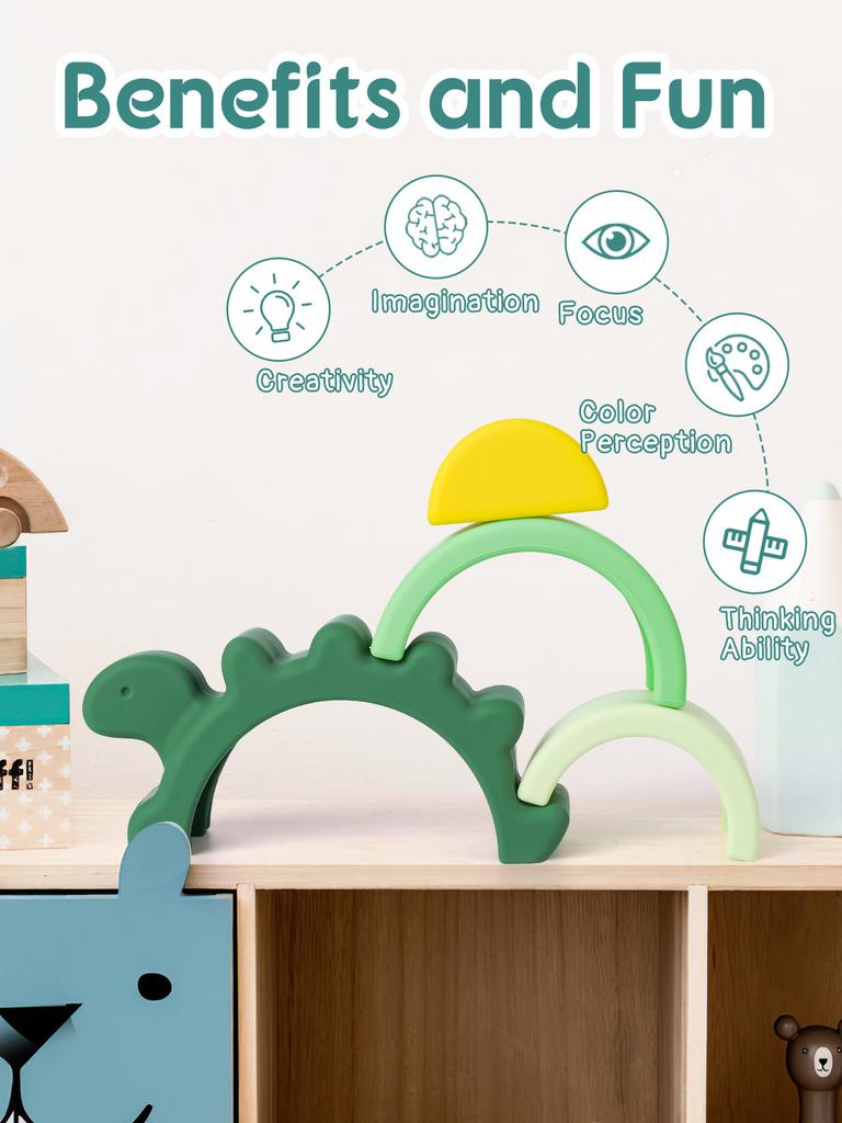 Dětské hračky Silikonový stavební blok Silikonová kousátka raketa Měkký blok Vzdělávací Montessori hračky Stohovací bloky