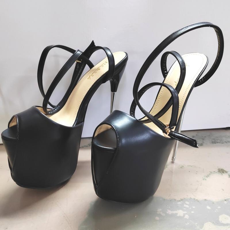 Luxury Women's Sandals 19cm Super Metal High Heels Summer Shoes Platform Sexy Strap Heeled Dance Stripper Fetish Shoes Ladies