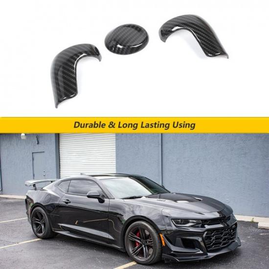 Gear Shift Knob Head Cover Trim Bezels For Chevrolet Camaro 2016+ Carbon Fiber