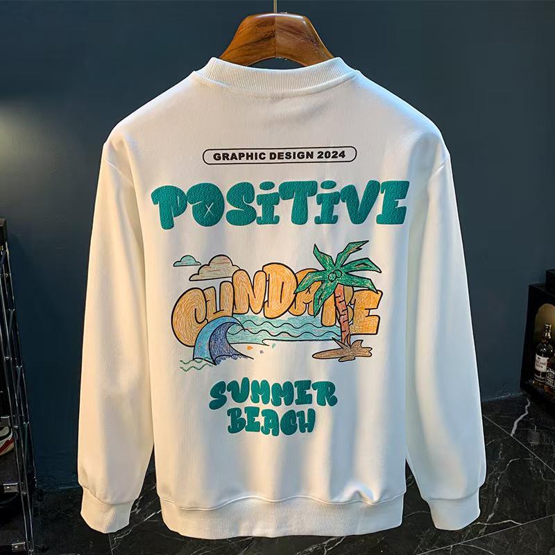 Trendy Heren Sweatshirt in Europese Stijl, Zwaar Katoen: Veelzijdig voor Lente & Herfst, Ruig Knap Ontwerp.