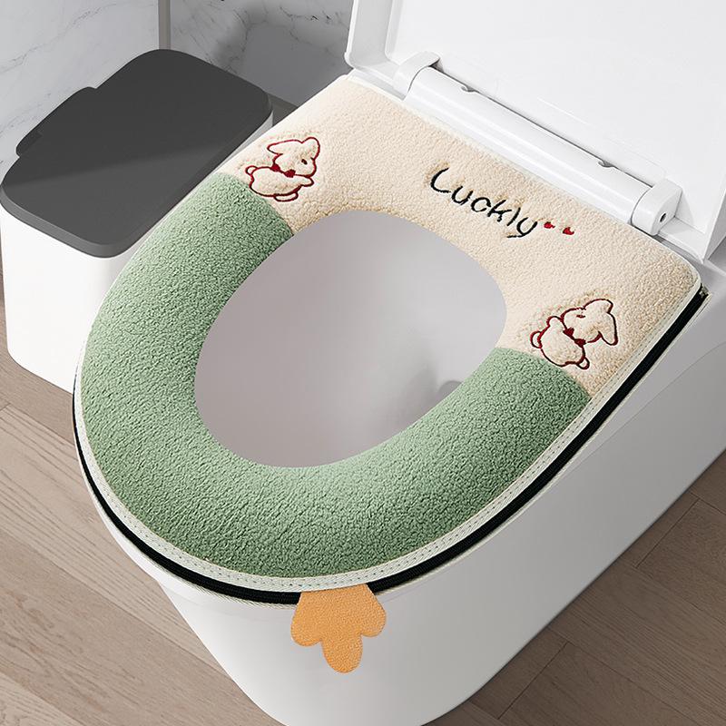 Thick Zipper Style Toilet Seat Cushion for Autumn and Winter