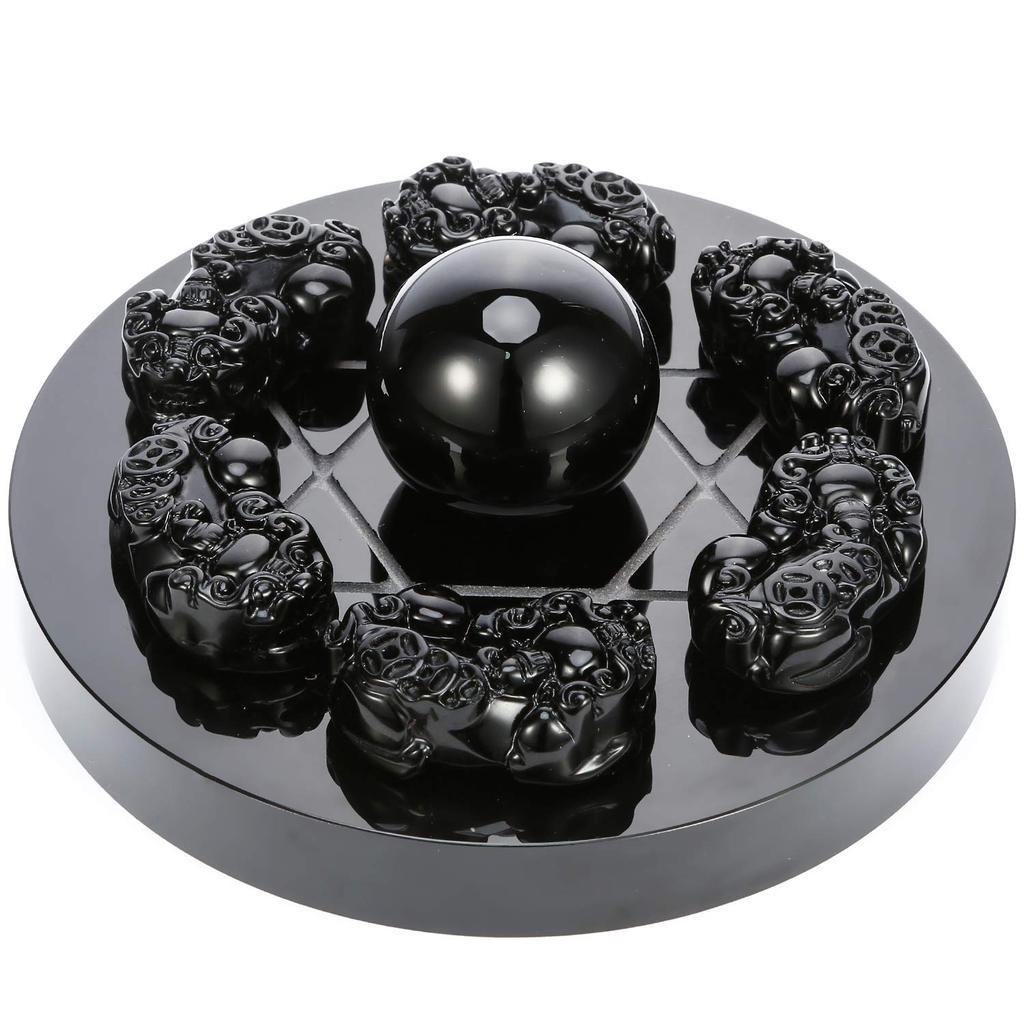 Formation Obsidian Power Six Pixiu Lucky Charm AAA Natural Stone Hexagram Obsidian Good Protection from Luck Career Love Financial Fortune Telling