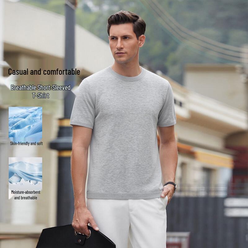 POLOMEISDO Men s Solid Knitted Short Sleeve T-Shirt XL