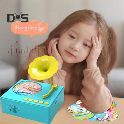 Gramofone de brinquedo infantil com 48 cartas Educação infantil Fonógrafo História Tocador de música Gravador Caixa de música Brinquedo interativo para contar histórias para crianças pequenas