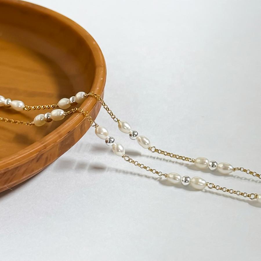 New Arrive Natural High Grade Freshwater Pearl with Bead Chain Fine 14k Gold Filled Bulk Rolo Chain for Permanent Jewelry Making