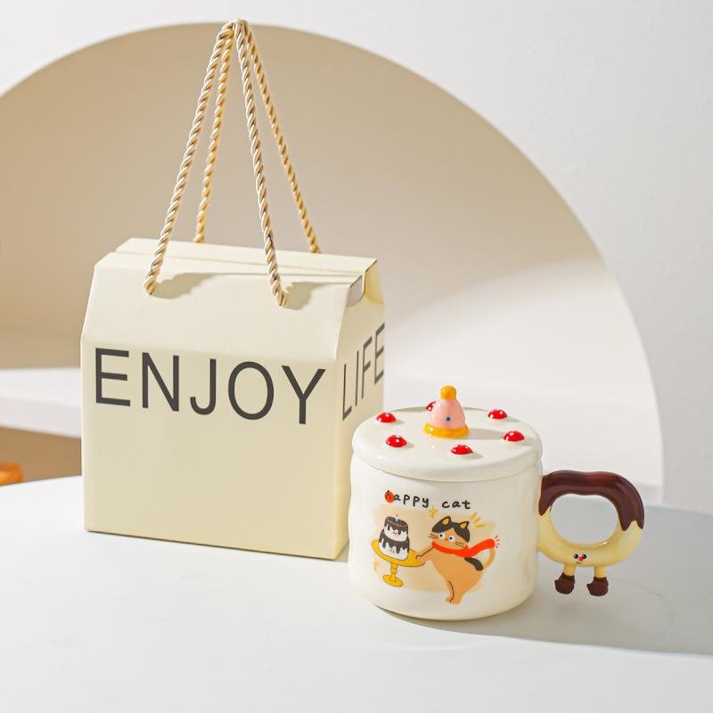 Creative Cute Cartoon Birthday Cake Cup Ceramic Mug Gift Home Cup Coffee Cup Water Cup Couple Cup