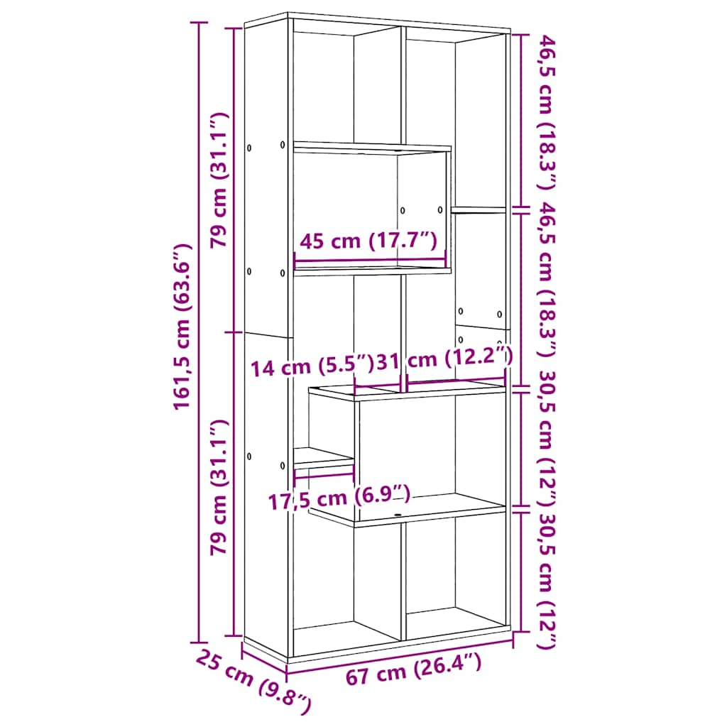 Room Divider Bookshelf White 67 x 25 x 161.5 cm Engineered Wood