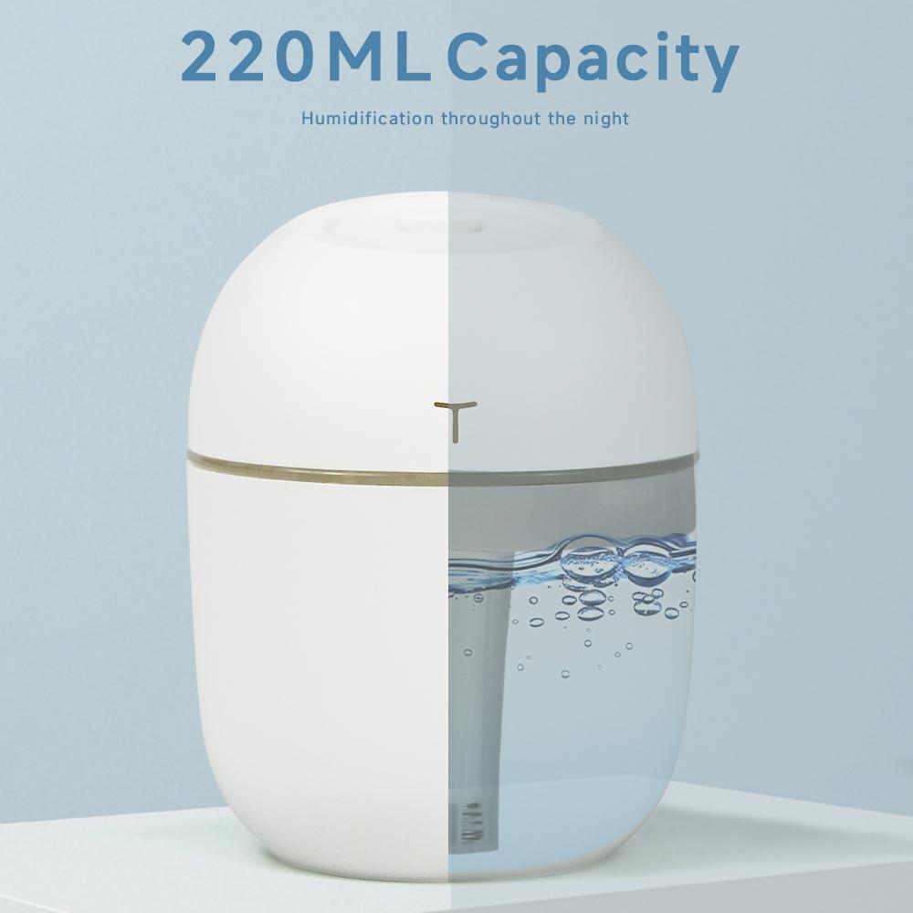 Mini USB Air Humidifier 220ML Portable Ultrasonic Humidifier with Colorful Night Light Quiet Operation for Home Office Bedroom
