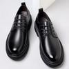 Zapatos de Cuero para Hombre Primavera y Otoño Zapatos Derby de Plataforma Británicos Zapatos de Vestir de Boda para Hombre Botas Martin Negras de Caña Baja Casual de Negocios