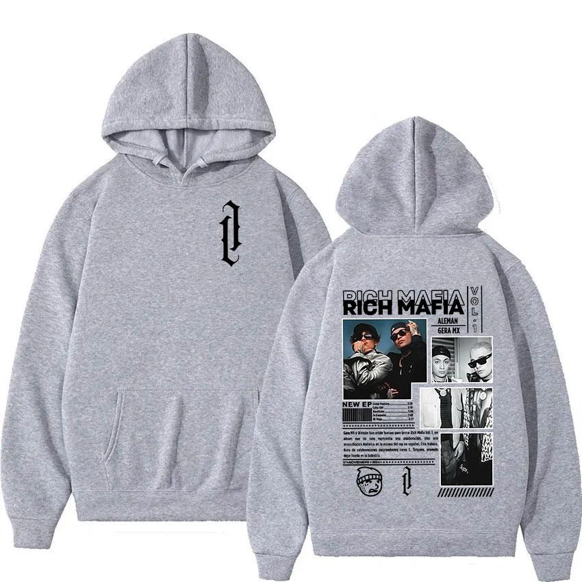 Felpa Grafica Uomo Rapper Poch Mafia Aleman Gera Mx Tour Vintage Oversize Felpa con Cappuccio Y2K Hip Hop Gotica Felpe con Cappuccio