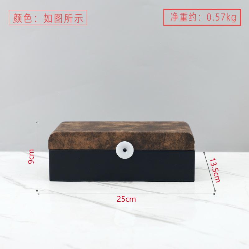 Leather Jewelry Storage Box Desktop Storage Container Color-blocked Marble Pattern Makeup Organizer Home Decoration Accessories