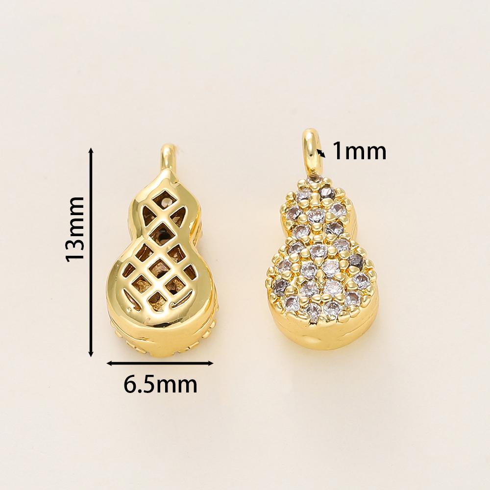2pcs/pack 18K Gold Color Plated Copper Zircon Gourd Shape Pendants For DIY Bracelet Necklace Jewelry Making Accessories