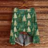 Women's Fashion Round Neck Long Sleeve Christmas Print Casual Pullover Sweater Top