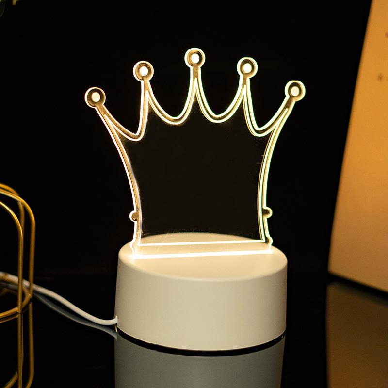3D Acrylic LED Handwriting Tablet Night Light with Erasable Glow Message Board