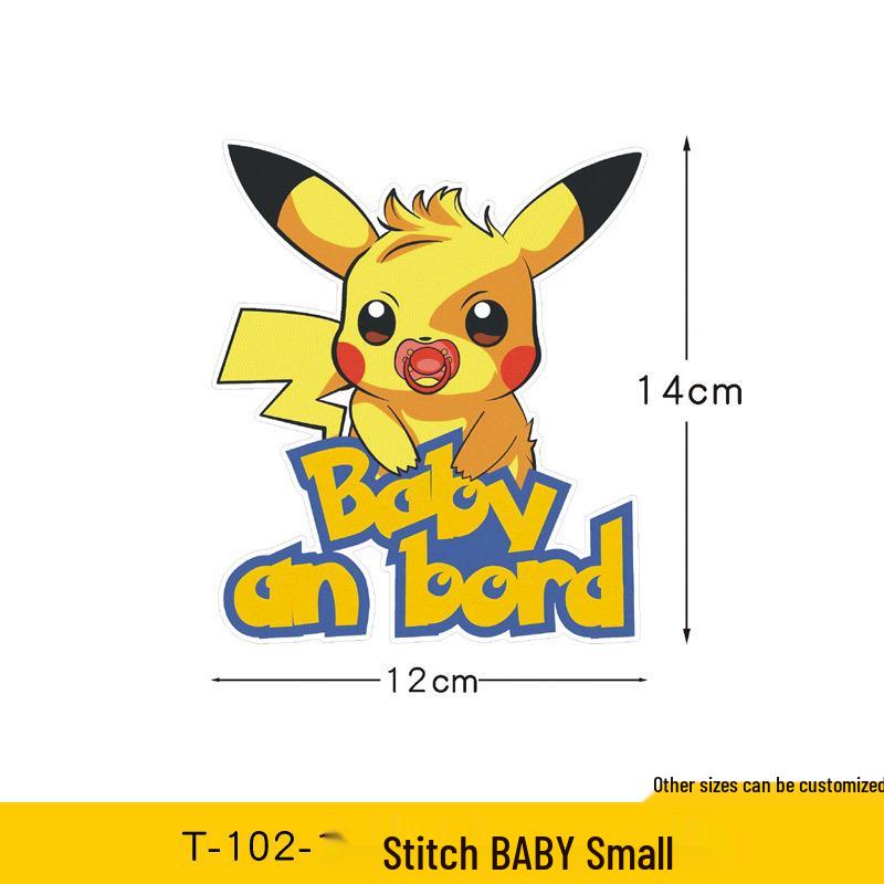 Baby On Board Cartoon Pikachu Car Rear Warning Sticker
