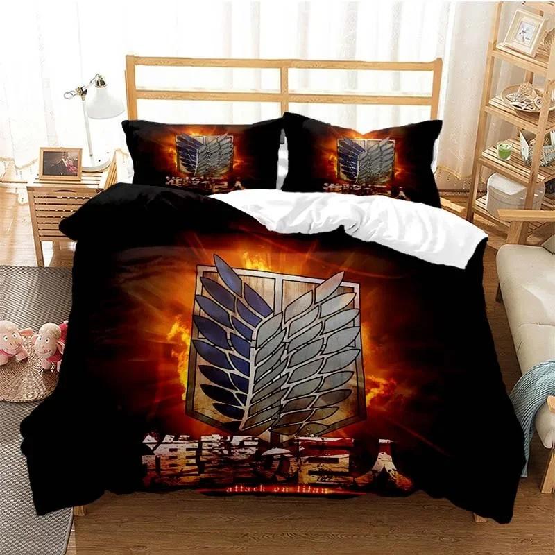 3D Printed Attack On Titan AOT Bedding Set Anime Eren Yeager Duvet Cover Double Twin Full Queen King Adult Kids Bedclothes Quilt