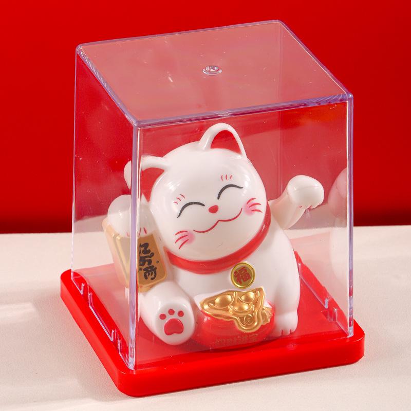 Solar Powered Waving Lucky Cat - Automatic Fortune Cat for Home, Desktop, or Car Decoration
