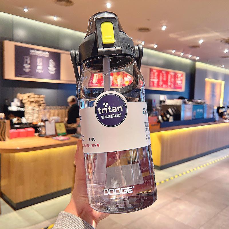

1500/2000ml Large Capacity Tritan Water Bottle With Time Marker Leak-Proof BPA Frosted Gradient Color Girls Sports Drinking Cup 1.5L