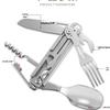 Portable Multifunctional Stainless Steel Folding Cutlery Set with Fork, Spoon, Knife, & Bottle Opener