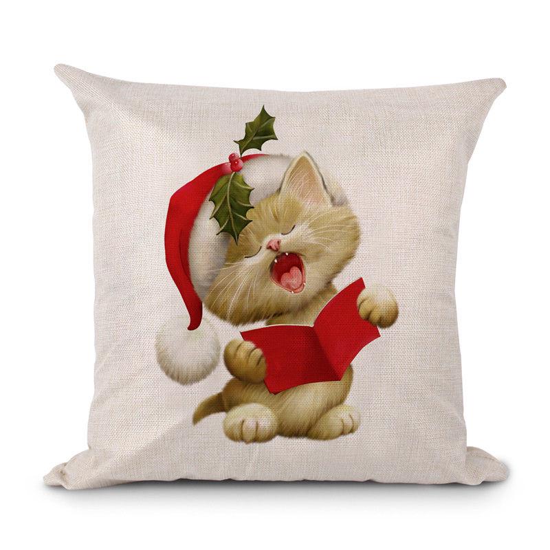 Luxurious 18'' Xmas Cotton Pillow Case Linen Cushion Cover For Merry Christmas Home Decoration