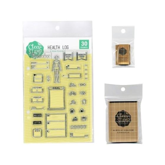 Children s Kao Stamp [Set Product] Clear stamp and 2 acrylic holder set Healthy log pattern clear stamp 0983-001