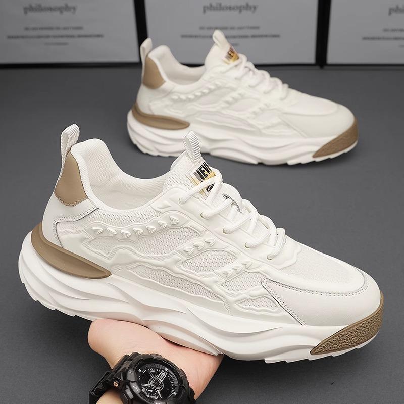 Men's Shoes 2024 New Summer Breathable Mesh Black Dad Sports and Leisure Running Thick-soled Labor Insurance Work Tide Shoes