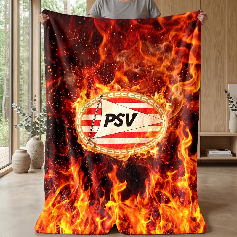 PSV Eindhoven FC Coperta Morbida in Pile di Flanella Leggera Accogliente Calda Coperta da Divano Letto Decorazione per la Casa