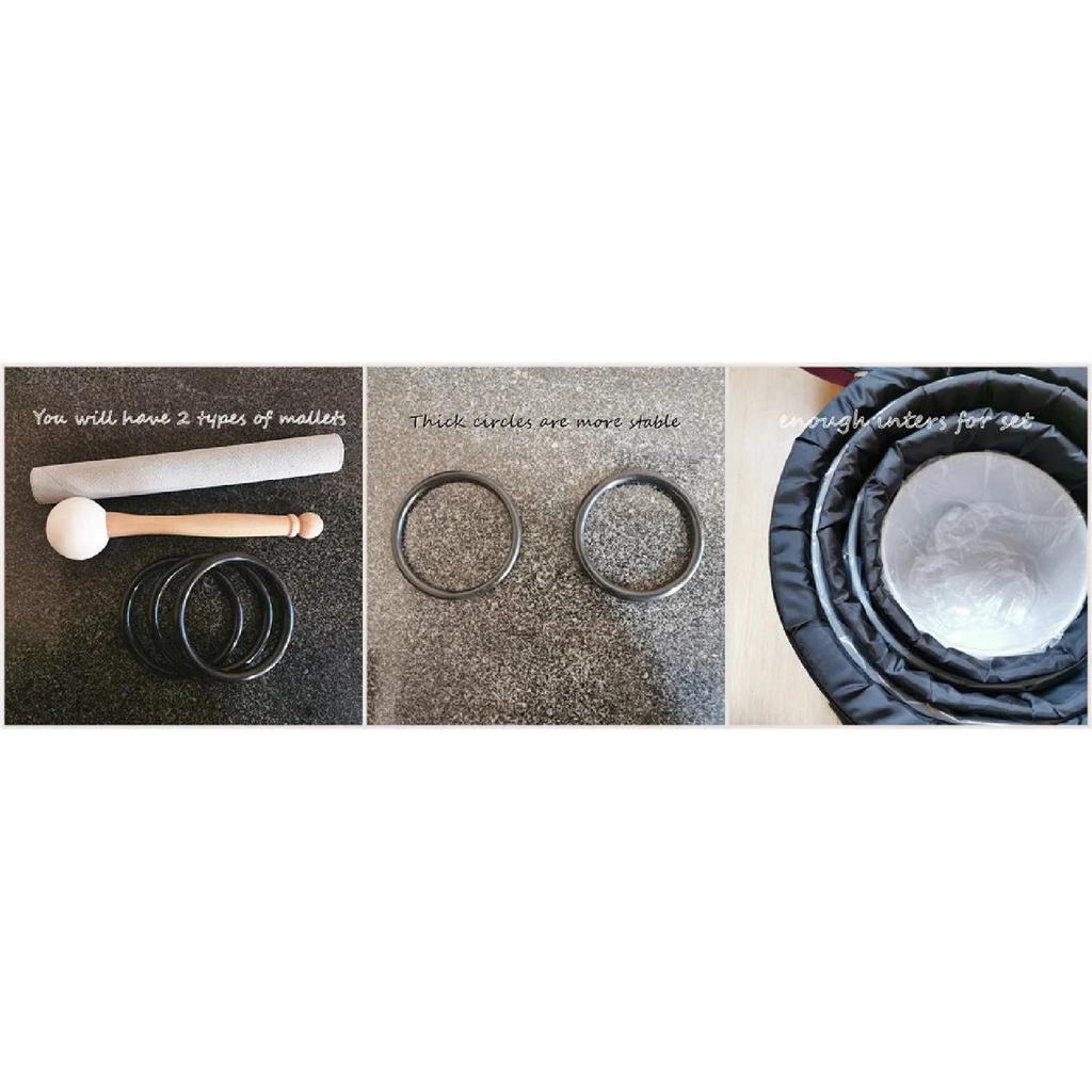 KVKA 10"E 8"G 6"B 432hz 440hz Cuenco Tibetano de Cristal de Cuarzo Esmerilado Juego de 3 Piezas para Yoga Sanación con Sonido Meditación Musical
