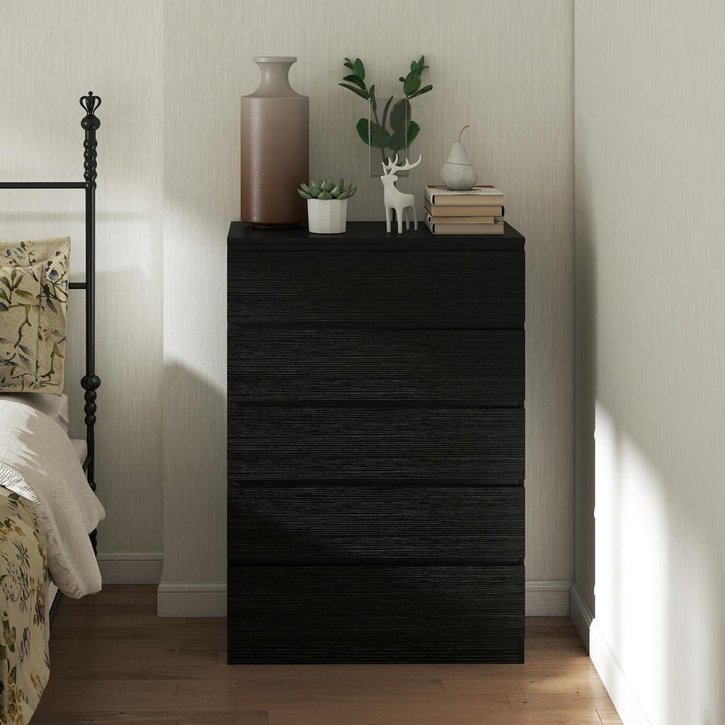 Chest Of Drawers 5 Drawer Dresser Modern Storage Cabinet With 5 Drawers For Bedroom Living Room Black
