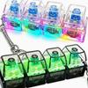 Teclado Fidget de 4 Teclas com Luz LED para Alívio da Ansiedade, Clicker para Dedo, Chaveiro para Escritório, Escola, Viagem, Botão de Foco e Descompressão, Brinquedo Sensorial