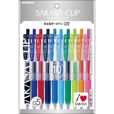 ZEBRA Sarasa Clip Gel-Kugelschreiber 10er-Pack, 0,5, Farben, P-JJ15-10C