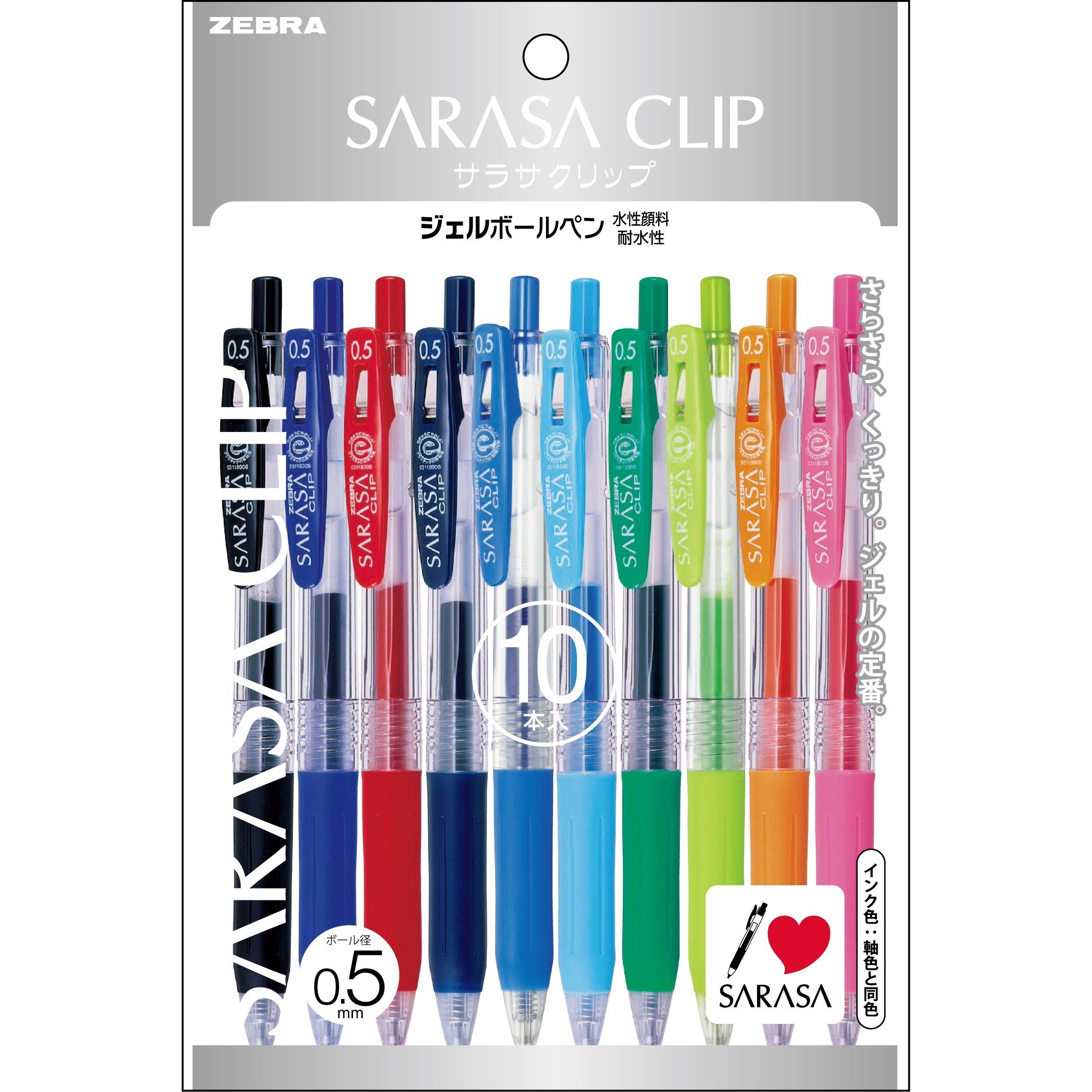 

ZEBRA Sarasa Clip Gel Ballpoint 10 Pen, 0.5, Colors, P-JJ15-10C