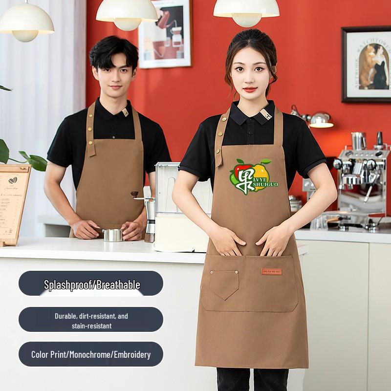 In-Stock Waterproof Embroidered Logo Apron for Catering & Restaurant Staff