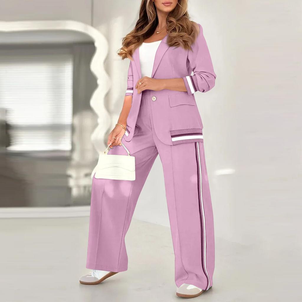 Women's Long Coat And Wide-leg Pants Suit Business Casual Two-piece Suit